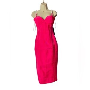 Fashion Nova Hot Pink Bustier Midi Dress
